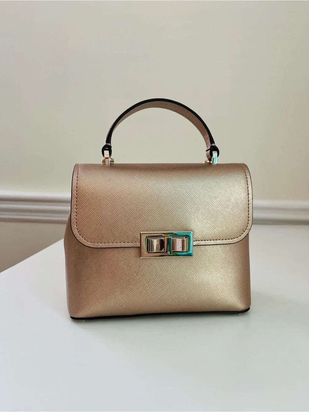 kate spade Metallic Rose Gold Top-Handle Chain Satchel